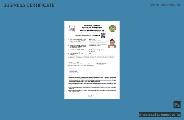 Registrierungsbescheinigung aus Madhya Pradesh, Indien – Beispielansicht (Word und PDF)